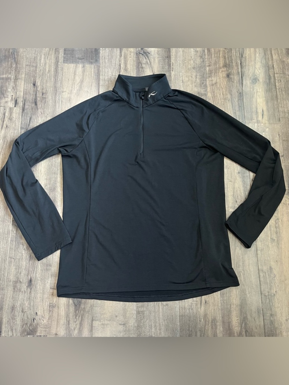KJUS Men’s 2XL Black Trace Mid layer 1/2 Zip  Pullover Golf Athletic Sweater
